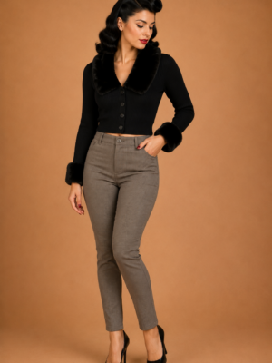 CARDIGAN NEGRO CUELLO PELO