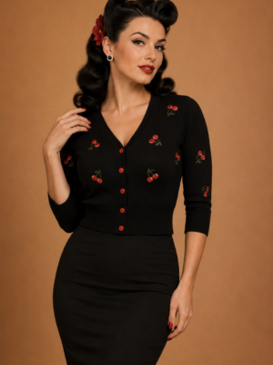 CARDIGAN CEREZAS PINUP NEGRO