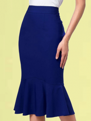 FALDA PINUP AZUL CORTE SIRENA