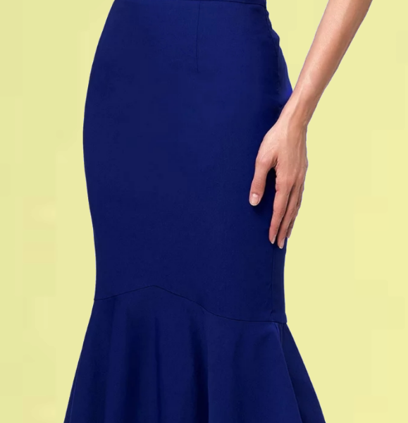 FALDA PINUP AZUL CORTE SIRENA