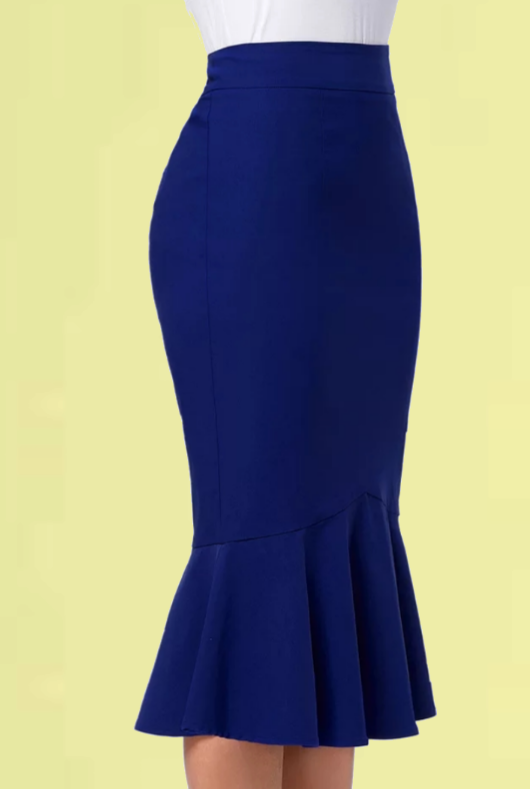 FALDA PINUP AZUL CORTE SIRENA