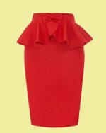 FALDA DE TUBO ROJA PEPLUM Y LAZO