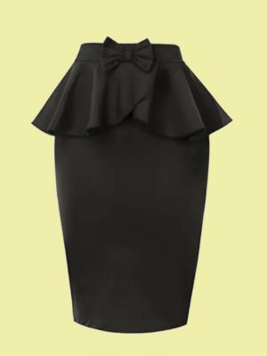 FALDA DE TUBO NEGRA PEPLUM Y LAZO