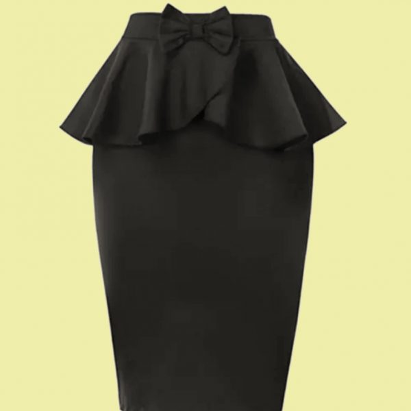 FALDA DE TUBO NEGRA PEPLUM Y LAZO