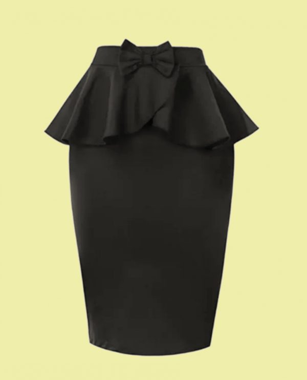 FALDA DE TUBO NEGRA PEPLUM Y LAZO
