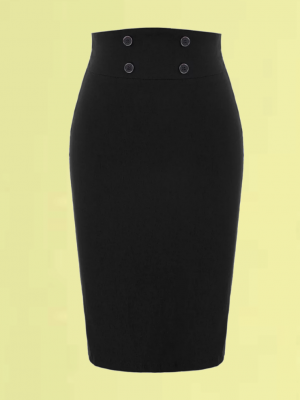 FALDA PINUP NEGRA CINTURA BOTONES