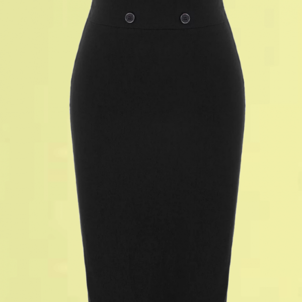 FALDA PINUP NEGRA CINTURA BOTONES