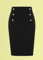 FALDA TUBO PINUP NEGRA BOTONES