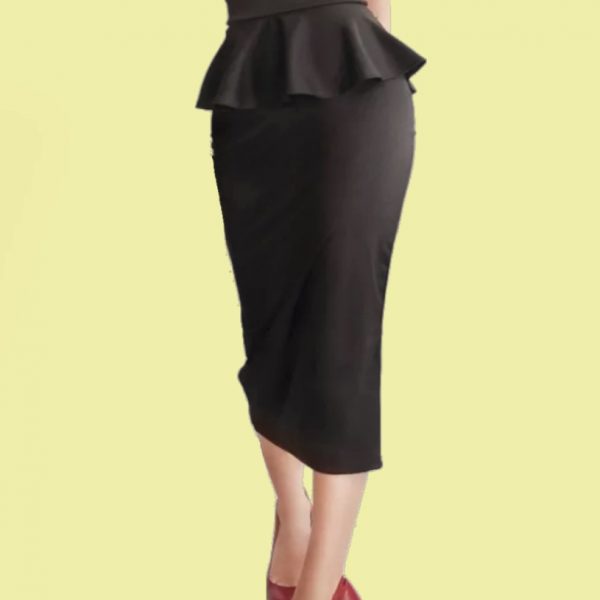 FALDA PINUP MIDI NEGRA VOLANTE