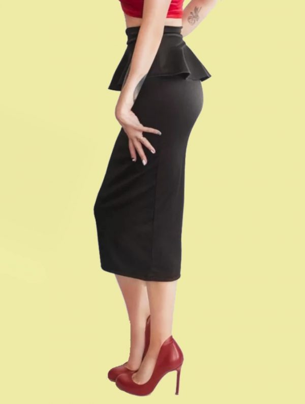 FALDA PINUP MIDI NEGRA VOLANTE