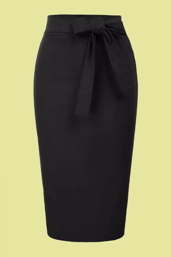 FALDA PINUP DE TUBO NEGRA LAZO