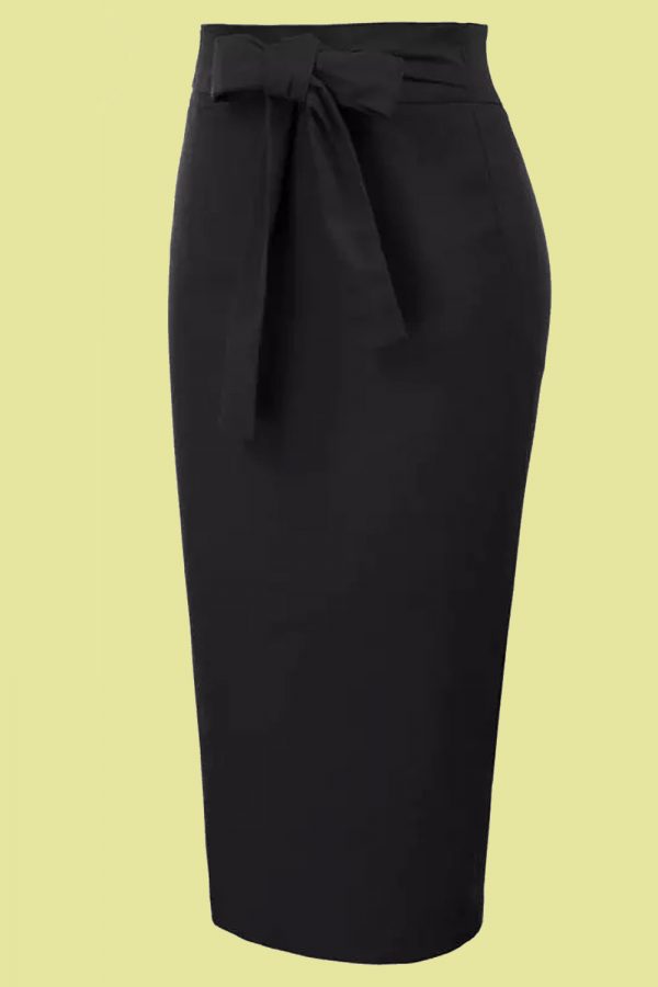 FALDA PINUP DE TUBO NEGRA LAZO