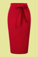 FALDA PINUP DE TUBO ROJA LAZO