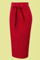 FALDA PINUP DE TUBO ROJA LAZO