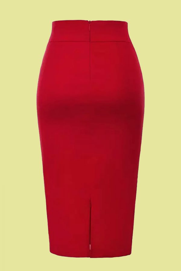 FALDA PINUP DE TUBO ROJA LAZO