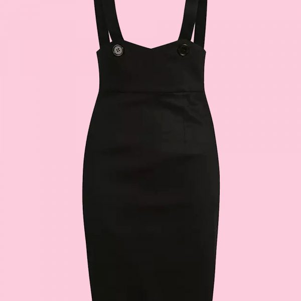 FALDA PINUP TUBO CINTURA ALTA TIRANTES
