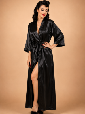 KIMONO SATÉN NEGRO LARGO