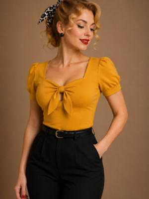CAMISETA PINUP ESCOTE MANGA ABULLONADA