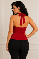 TOP PINUP CUELLO HALTER ROJO