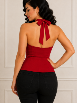Top pin up rojo cuello halter