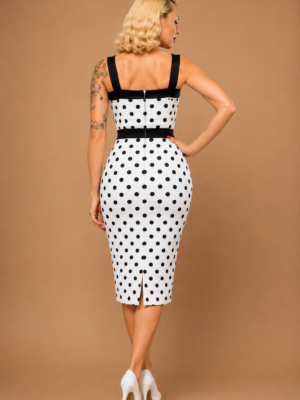 VESTIDO PIN UP BLANCO TOPOS