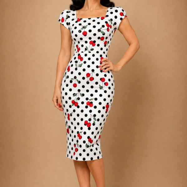 VESTIDO PIN UP CEREZA BLANCO