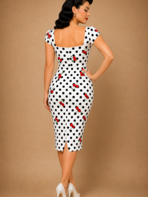 VESTIDO PIN UP CEREZA BLANCO