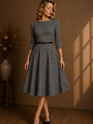 VESTIDO PINUP VUELO CUADROS