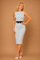 VESTIDO TUBO PINUP TOPOS NEGROS