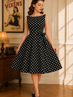VESTIDO PINUP NEGRO LUNARES