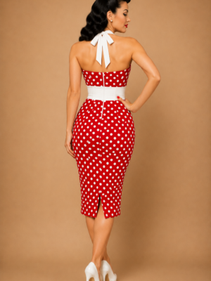 VESTIDO PIN UP LUNARES CUELLO HALTER