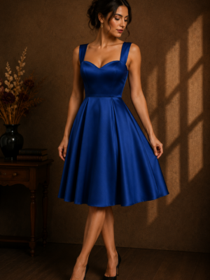 VESTIDO PINUP SATINADO ESCOTE CORAZÓN