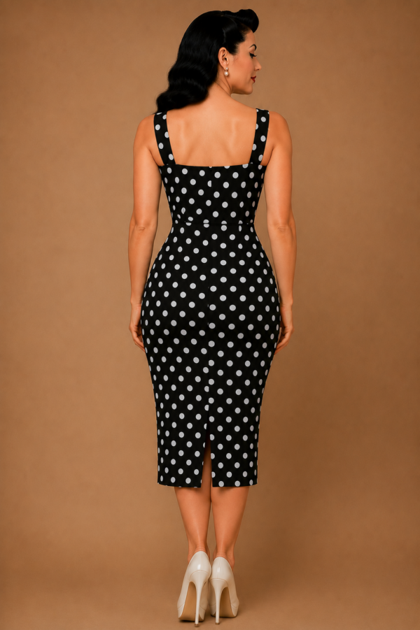 VESTIDO PINUP ROCKABILLY NEGRO TOPOS