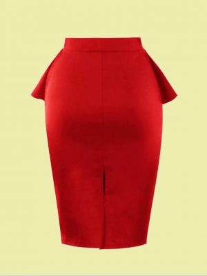 falda de tubo con peplum y lazo 2