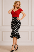 FALDA PINUP LUNARES CORTE SIRENA