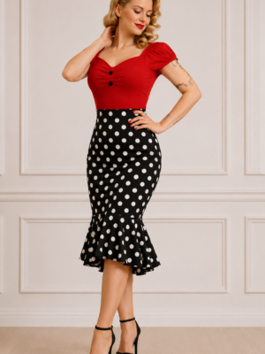 FALDA PINUP LUNARES CORTE SIRENA