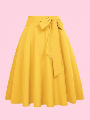 FALDA PINUP VUELO LAZO CINTURA AMARILLA