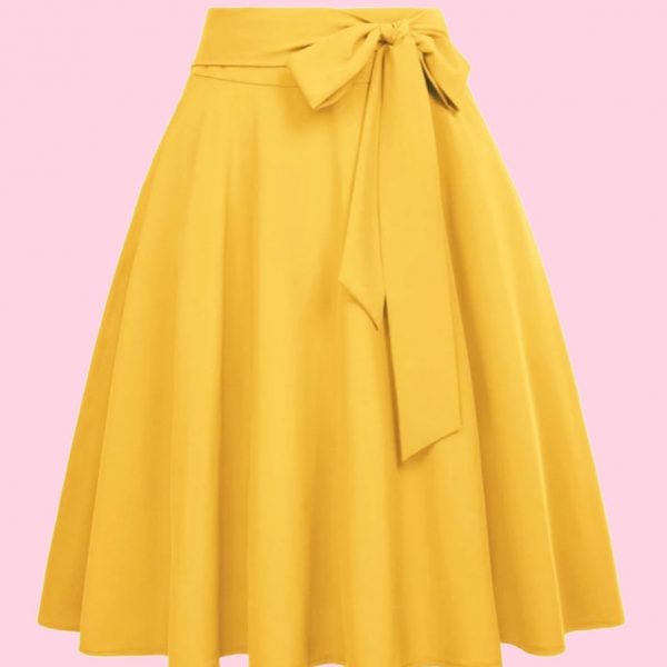 FALDA PINUP VUELO LAZO CINTURA AMARILLA