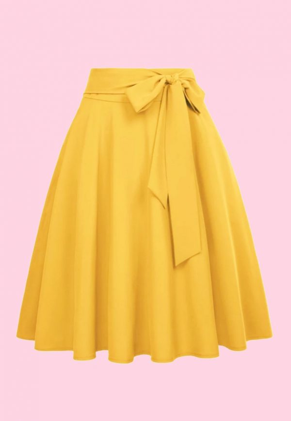 FALDA PINUP VUELO LAZO CINTURA AMARILLA