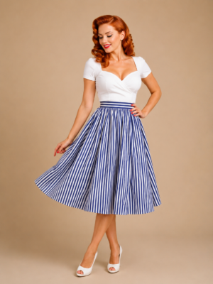FALDA DE VUELO PINUP RAYAS MARINERAS