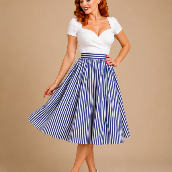 FALDA DE VUELO PINUP RAYAS MARINERAS