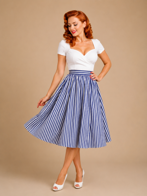 FALDA DE VUELO PINUP RAYAS MARINERAS