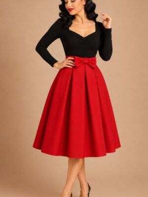 FALDA VINTAGE PLIEGUES Y LAZO