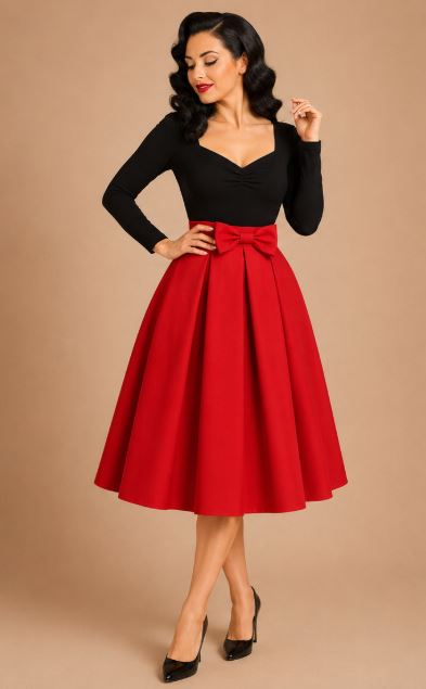 FALDA VINTAGE PLIEGUES Y LAZO