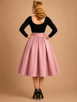 FALDA DE VUELO PIN UP ROSA PLIEGUES