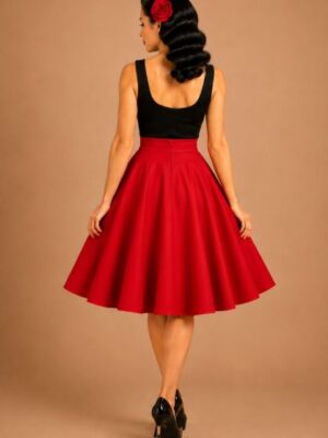 FALDA DE VUELO PIN UP ROJO