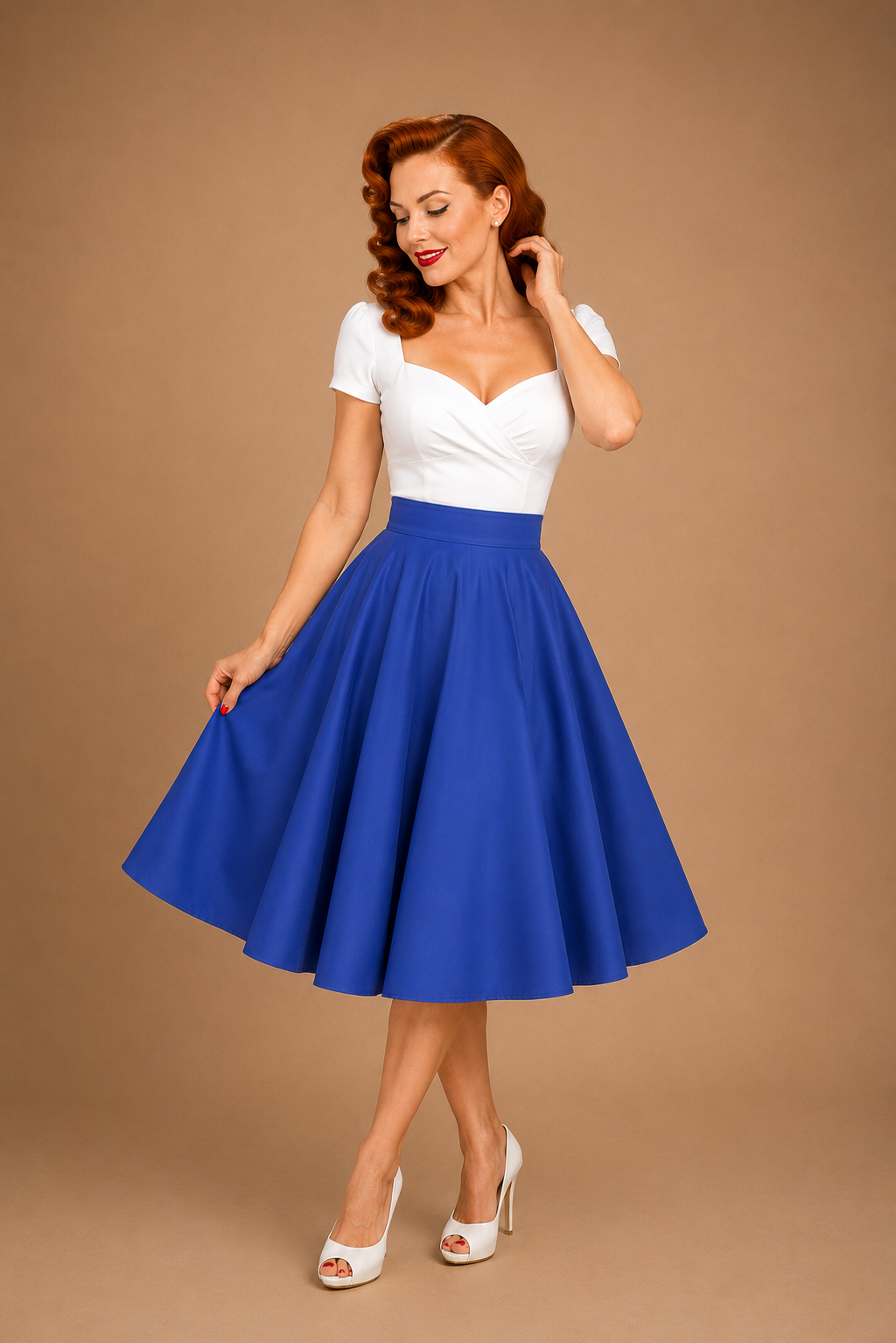 FALDA DE VUELO PINUP AZUL