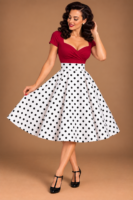 FALDA VUELO PINUP BLANCA LUNARES