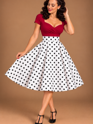 FALDA VUELO PINUP BLANCA LUNARES