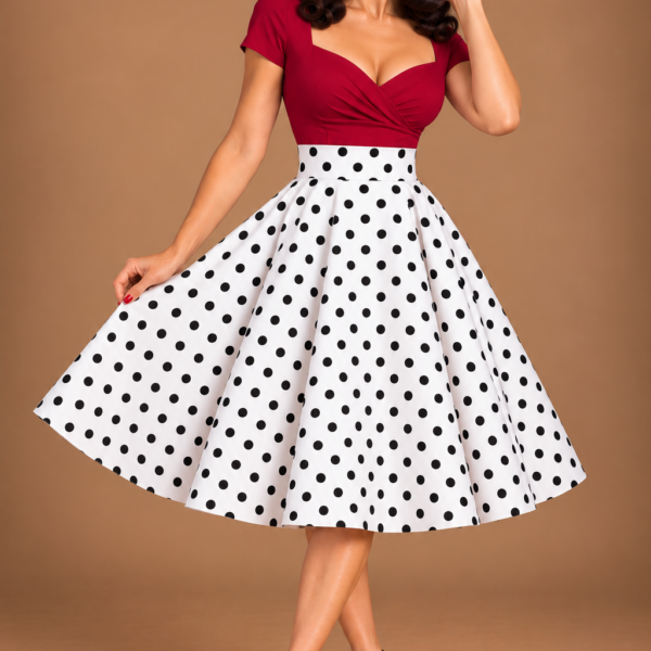 Falda vuelo blanca lunares